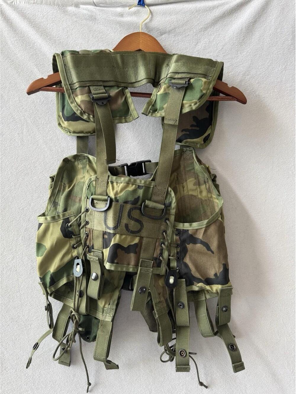 US Military Woodland Tactical Load Bearing Vest LBV FLC Combat Harness Nylon
